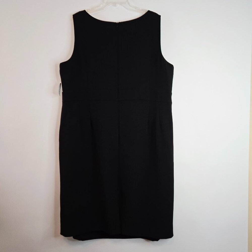 Le Bos Black Sleeveless Midi Dress Silver Front Chain Accent Plus Sz 22W - Picture 2 of 16